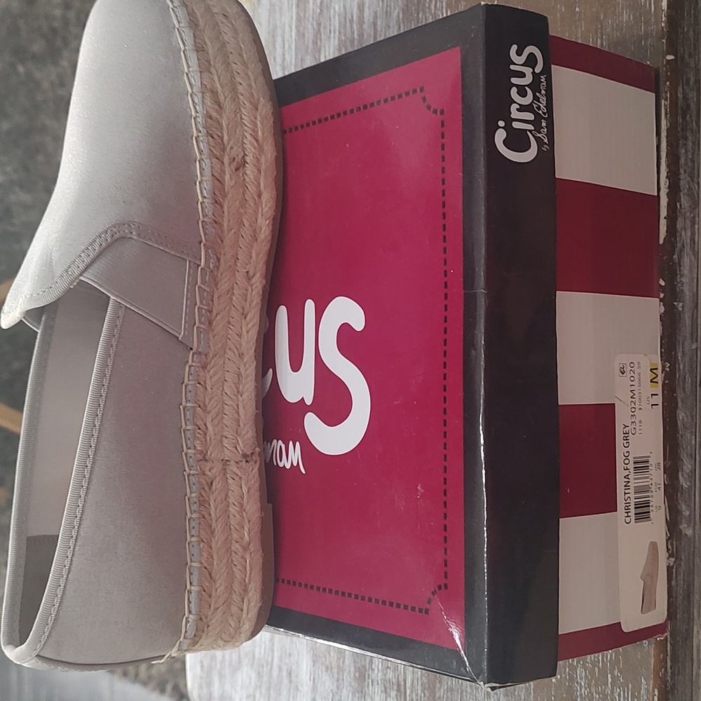 Ladies size 11 grey slip on Espadrilles